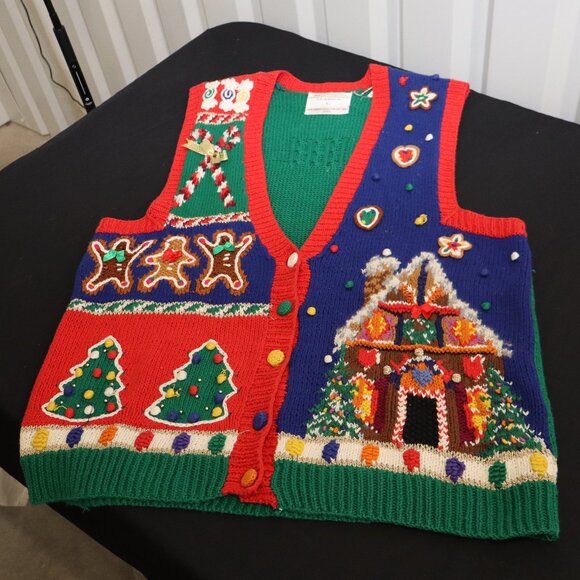 Marisa Christina 1995 Christmas Collection Sweater Vest Size Large Embellished - Picture 1 of 7